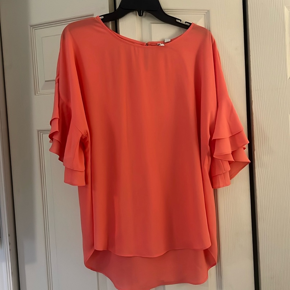 Cato size large coral top ruffle sleeves